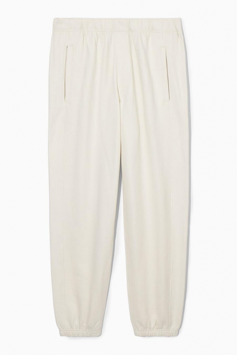 Pantaloni Barbati COS Fleece-back Albi | EZQFO-9016