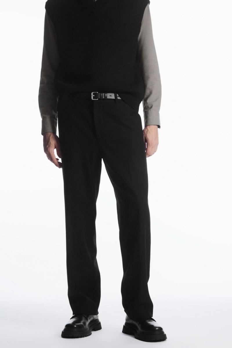 Pantaloni Barbati COS Lână-blend Relaxed Tailored Negrii | DIASN-2860