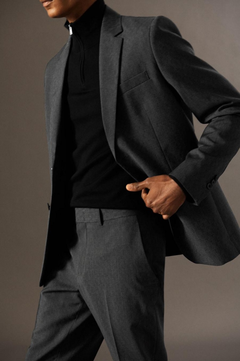 Pantaloni Barbati COS Lână-jacquard - Slim Gri | DBVZL-3457