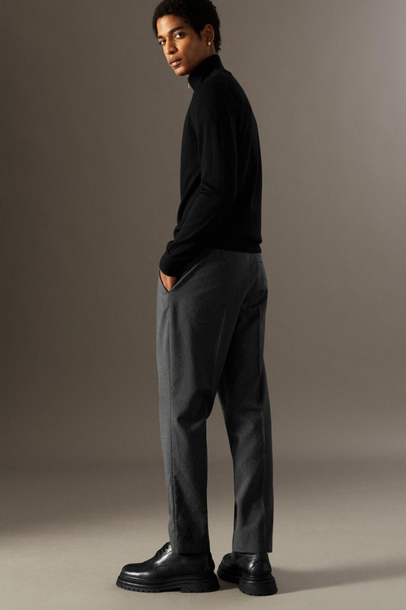 Pantaloni Barbati COS Lână-jacquard - Slim Gri | DBVZL-3457