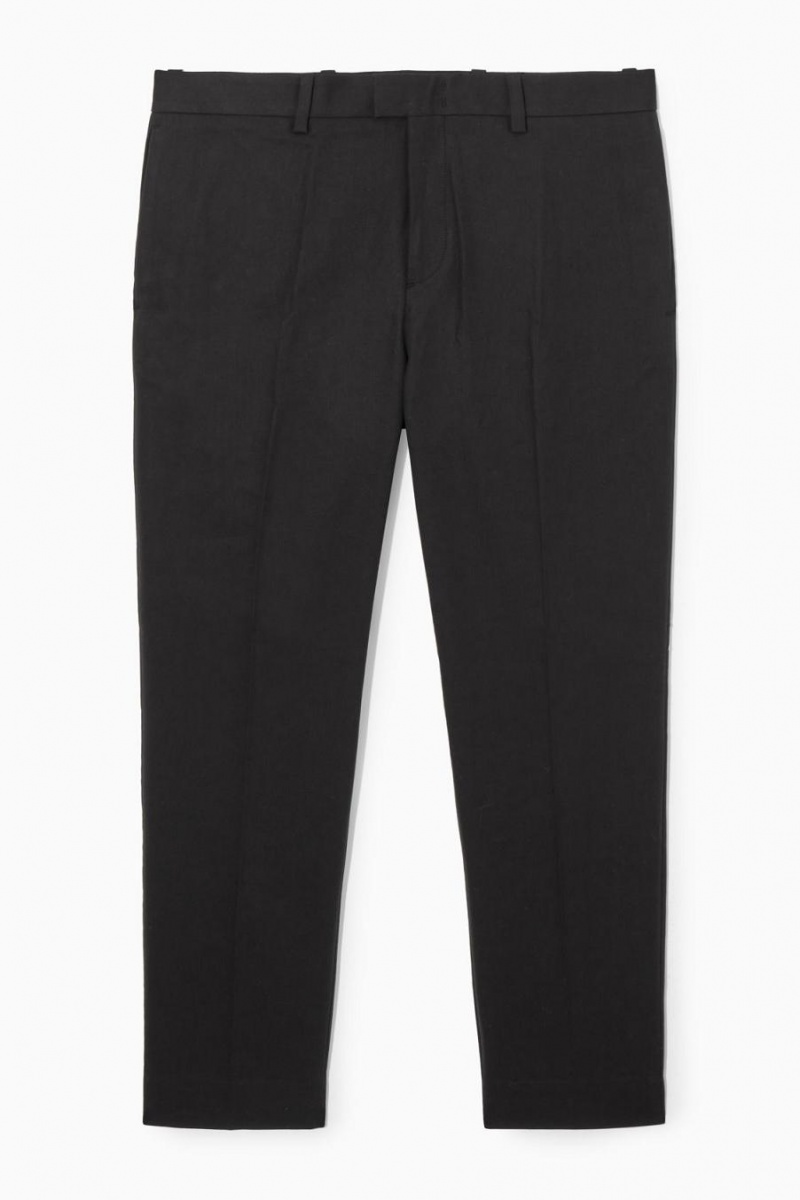 Pantaloni Barbati COS Slim-leg Tailored Bumbac Negrii | CHADF-8659
