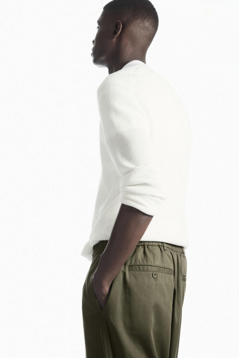 Pantaloni Barbati COS Tapered Elasticated Kaki | EODBP-7623
