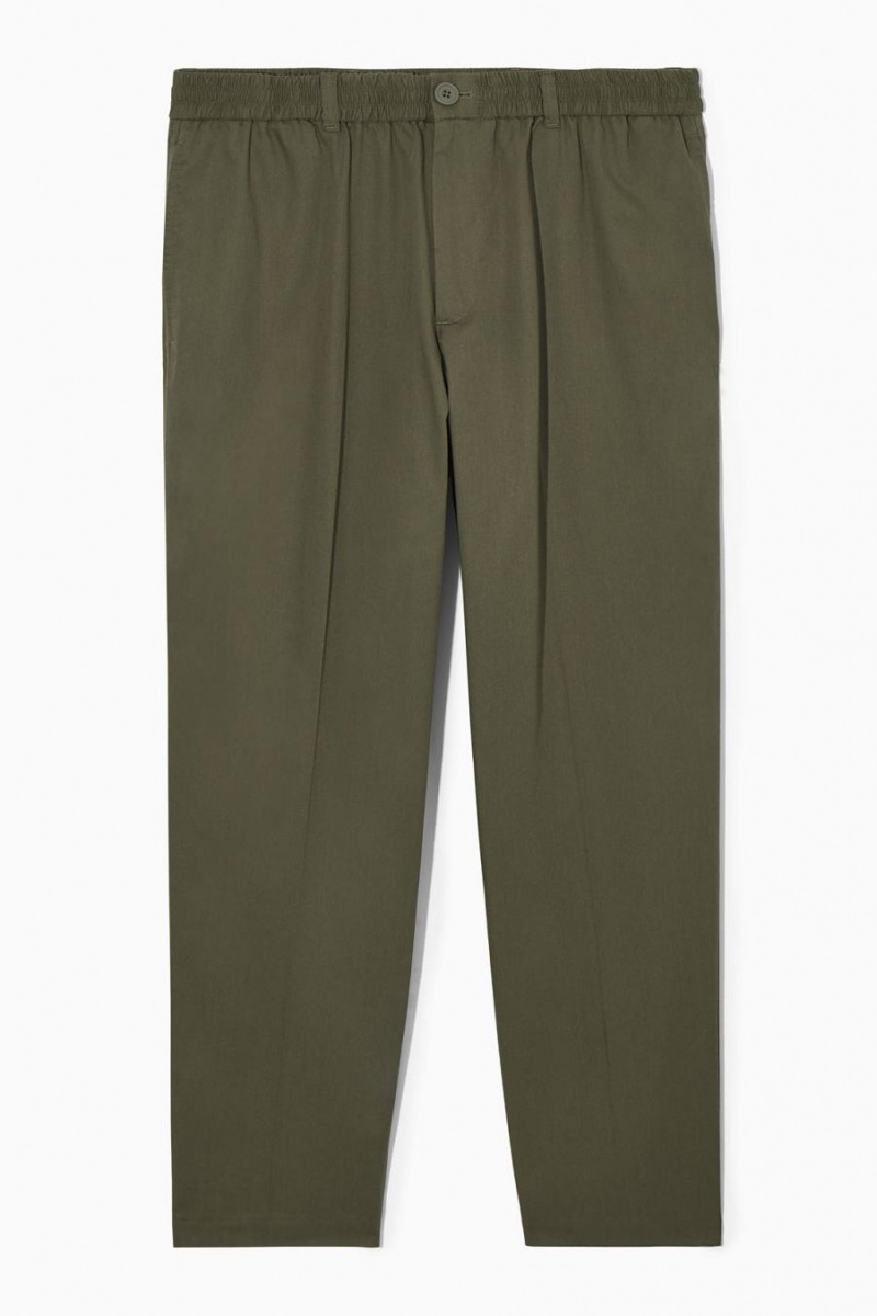 Pantaloni Barbati COS Tapered Elasticated Kaki | EODBP-7623