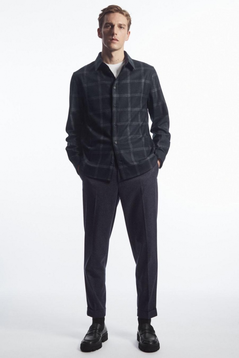 Pantaloni Barbati COS Tapered Lână Bleumarin | IJMQD-9678