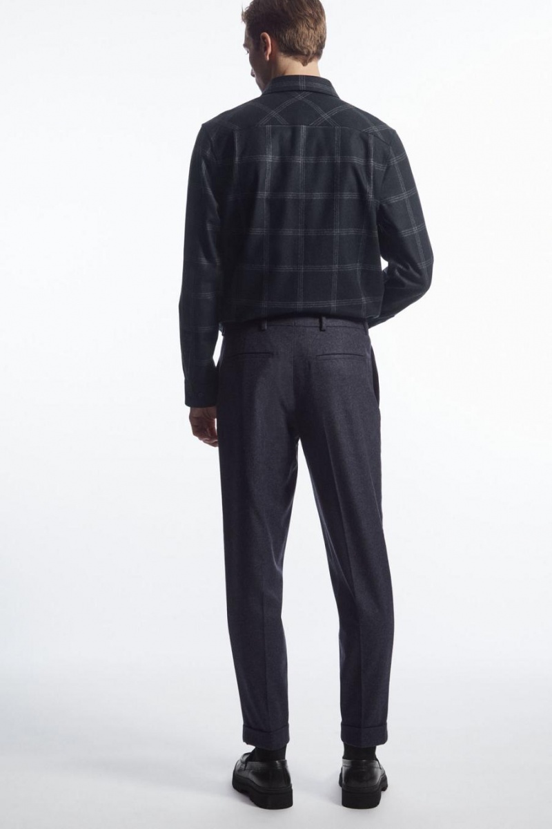 Pantaloni Barbati COS Tapered Lână Bleumarin | IJMQD-9678