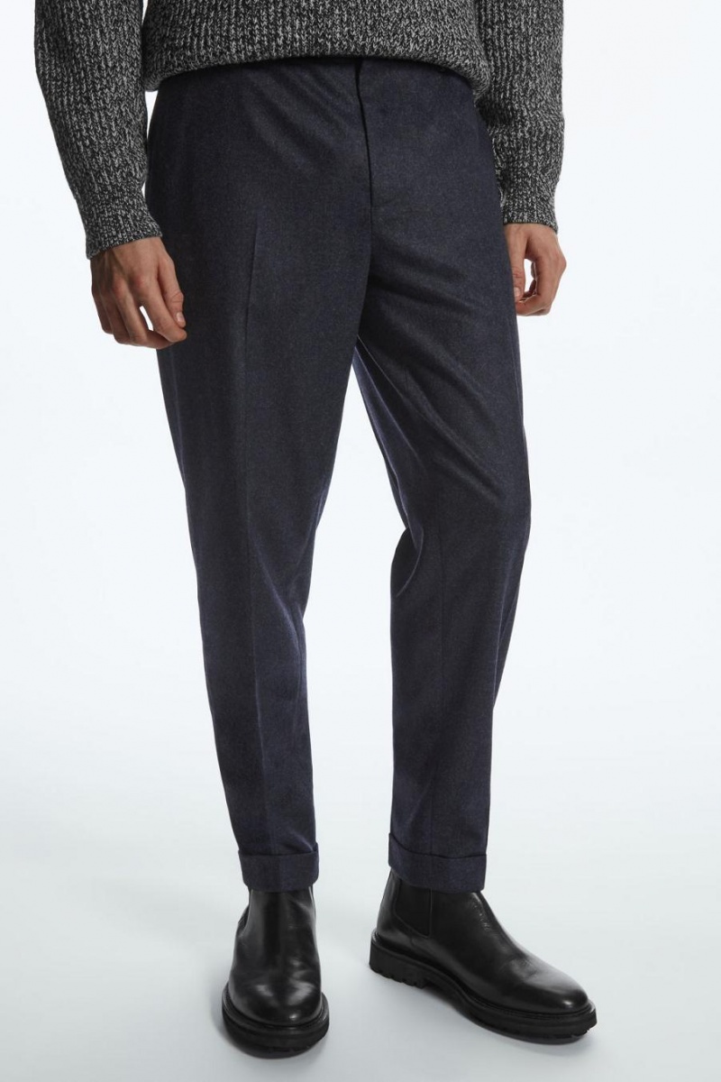 Pantaloni Barbati COS Tapered Lână Bleumarin | IJMQD-9678