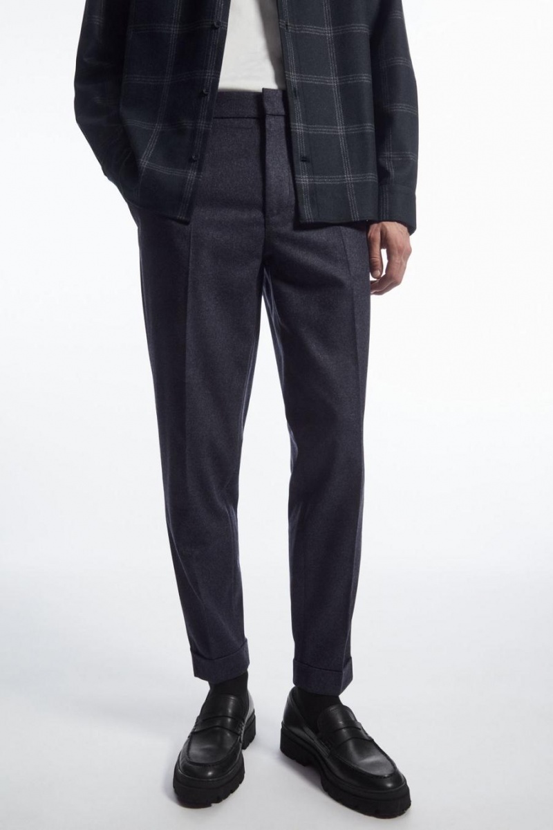 Pantaloni Barbati COS Tapered Lână Bleumarin | IJMQD-9678