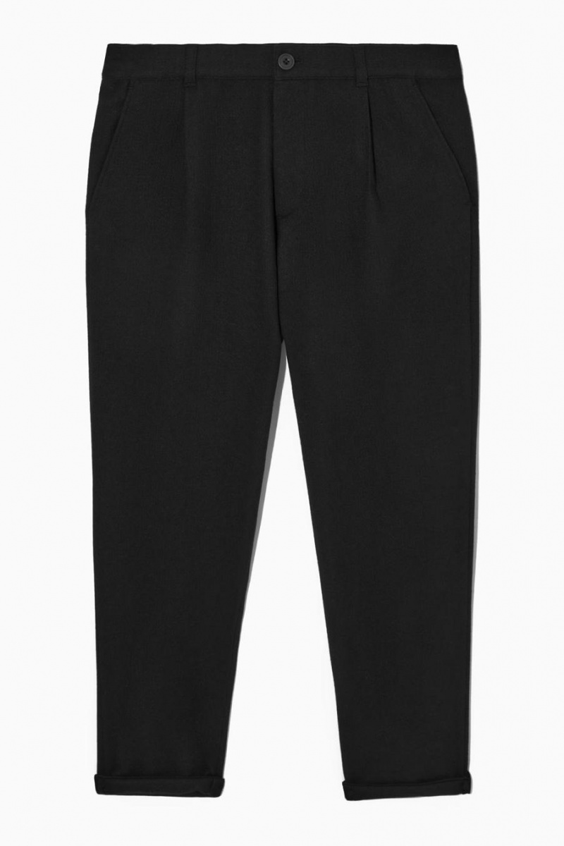 Pantaloni Barbati COS Tapered Lână Chinos Negrii | KAIDF-5928