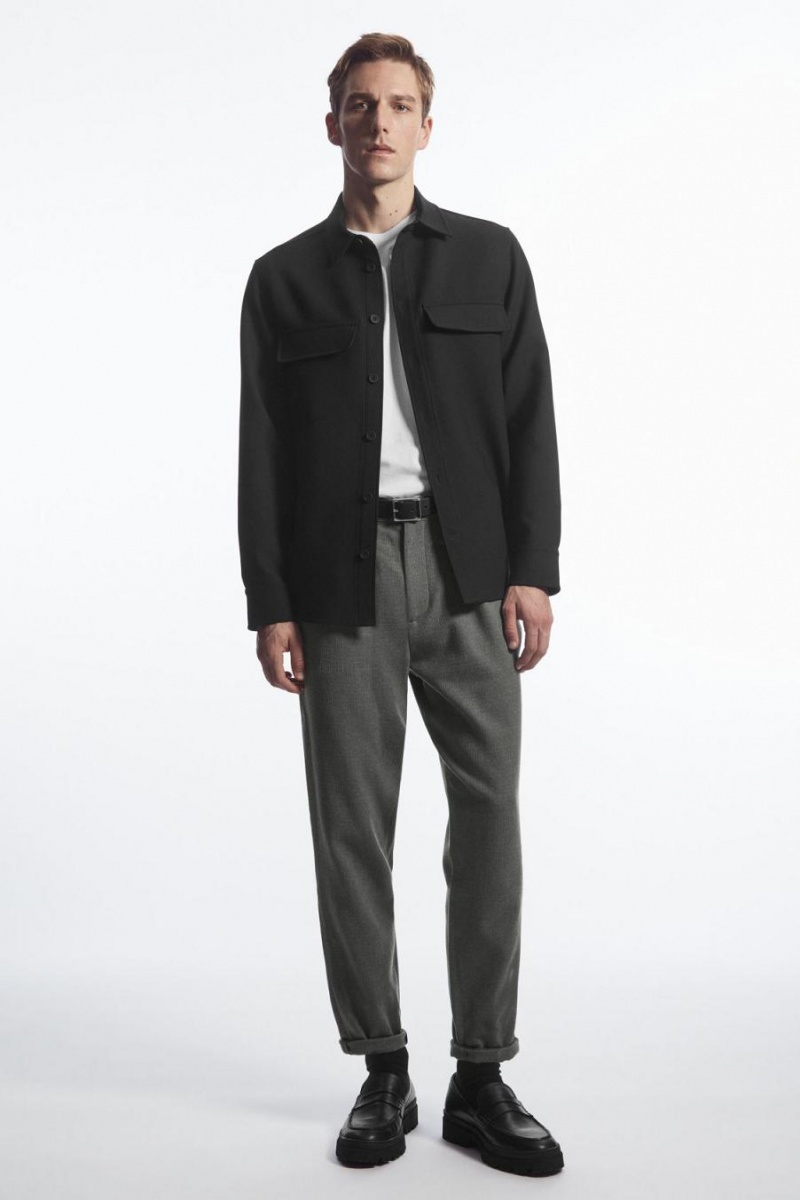 Pantaloni Barbati COS Tapered Lână Chinos Gri | CNSZE-8493