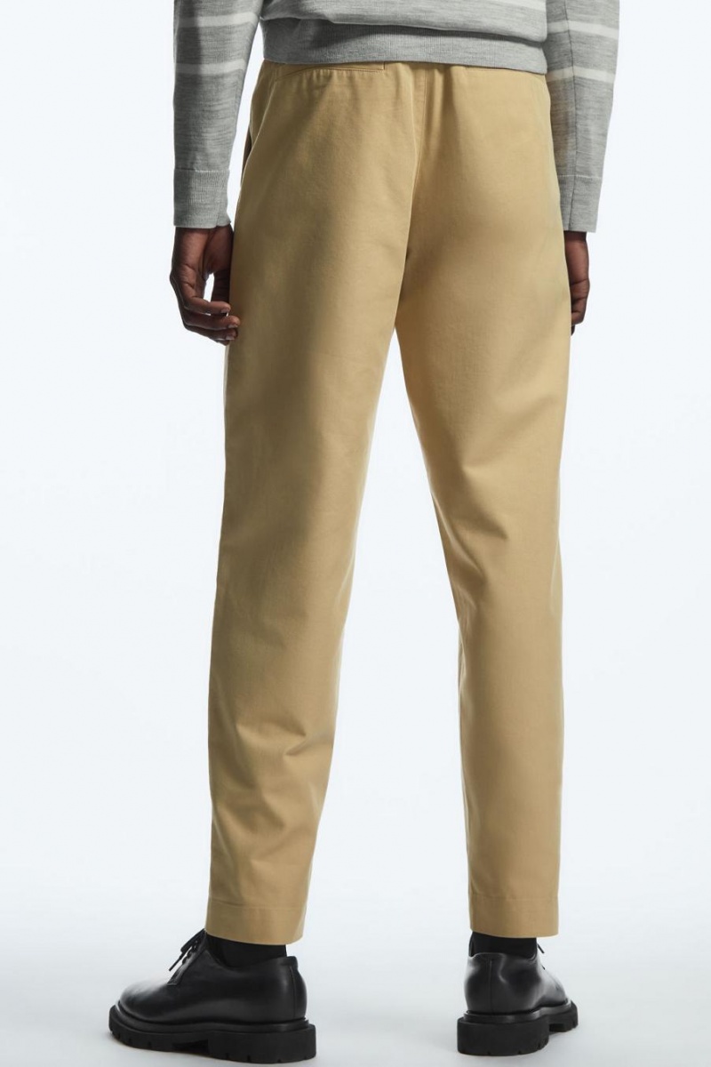 Pantaloni Barbati COS Tapered Plisat Twill Chinos Bej | QOIXK-0847