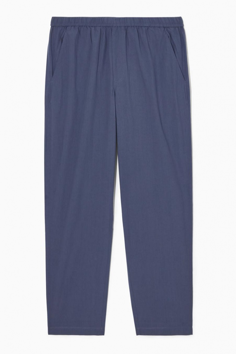Pantaloni Barbati COS Tapered Poplin Pull-on Albastri | VQJNL-5638