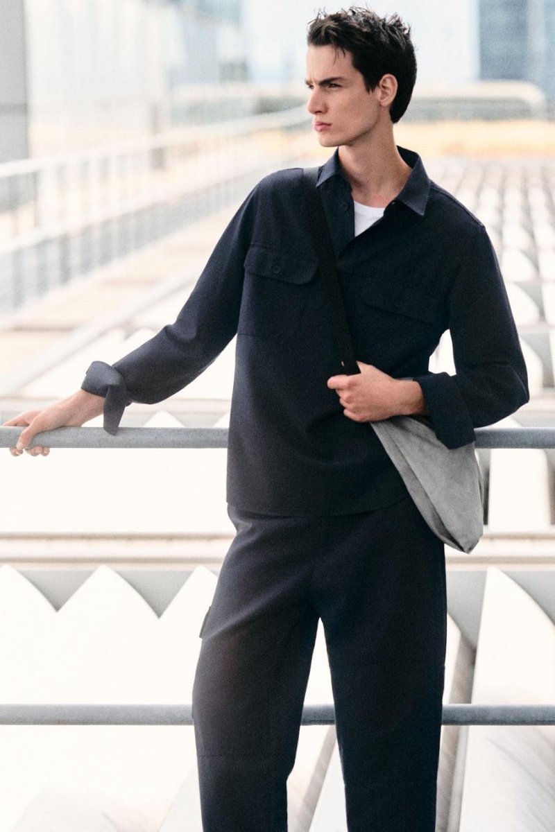 Pantaloni Barbati COS Tapered Utility Bleumarin | FLCTH-7524