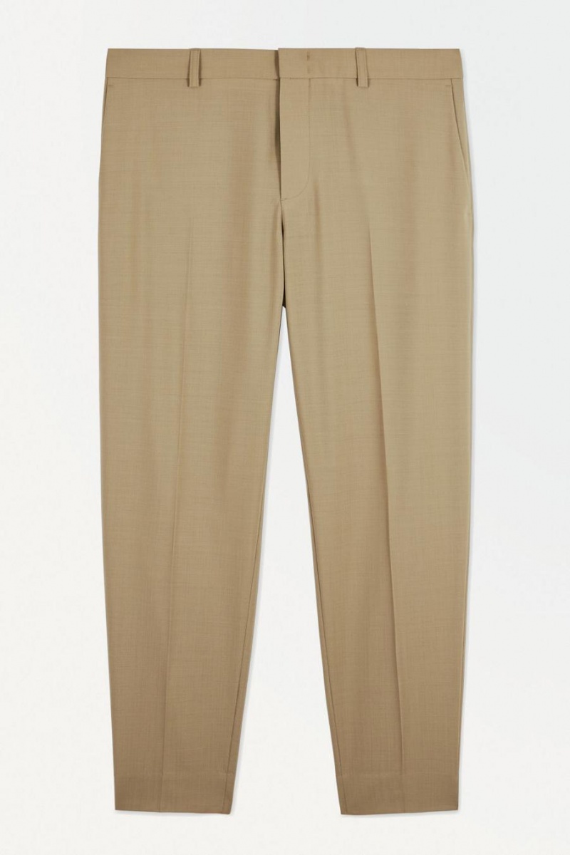 Pantaloni Barbati COS The Drept-leg Lână Bej | BHIVJ-9834