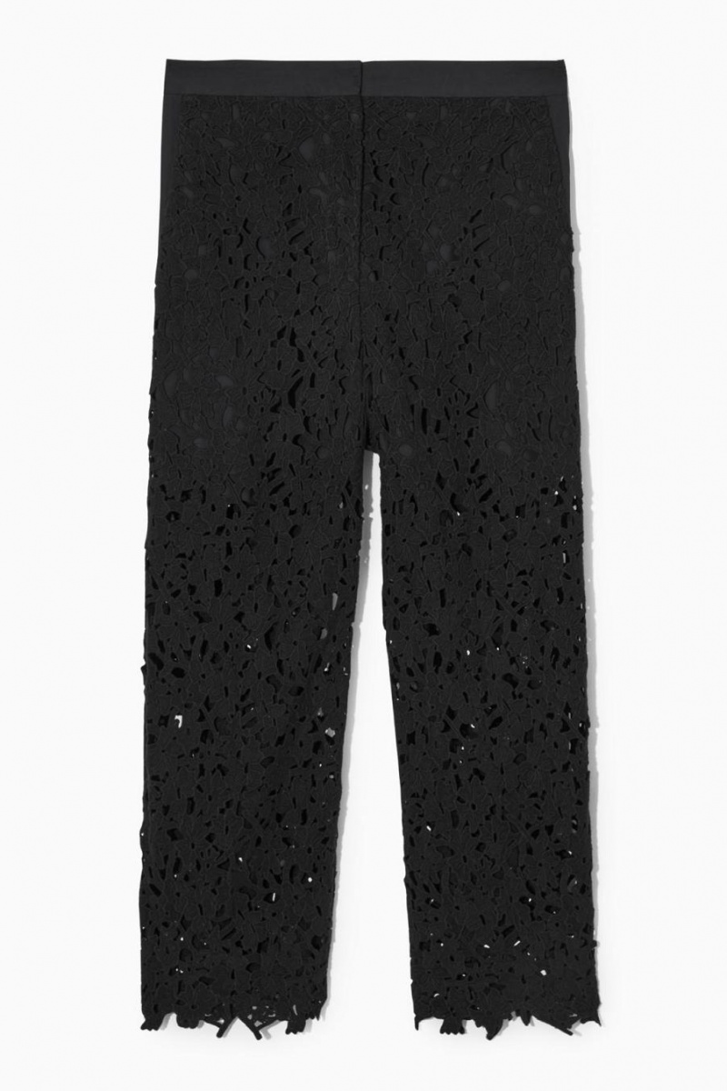 Pantaloni Dama COS Barrel-leg Broderie Anglaise Negrii | KZNDO-3267