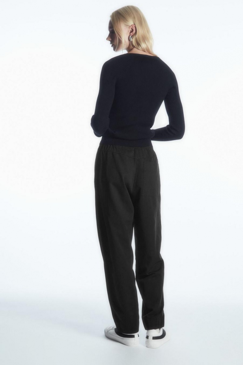 Pantaloni Dama COS Barrel-leg Drawstring Negrii | FHRGD-6904
