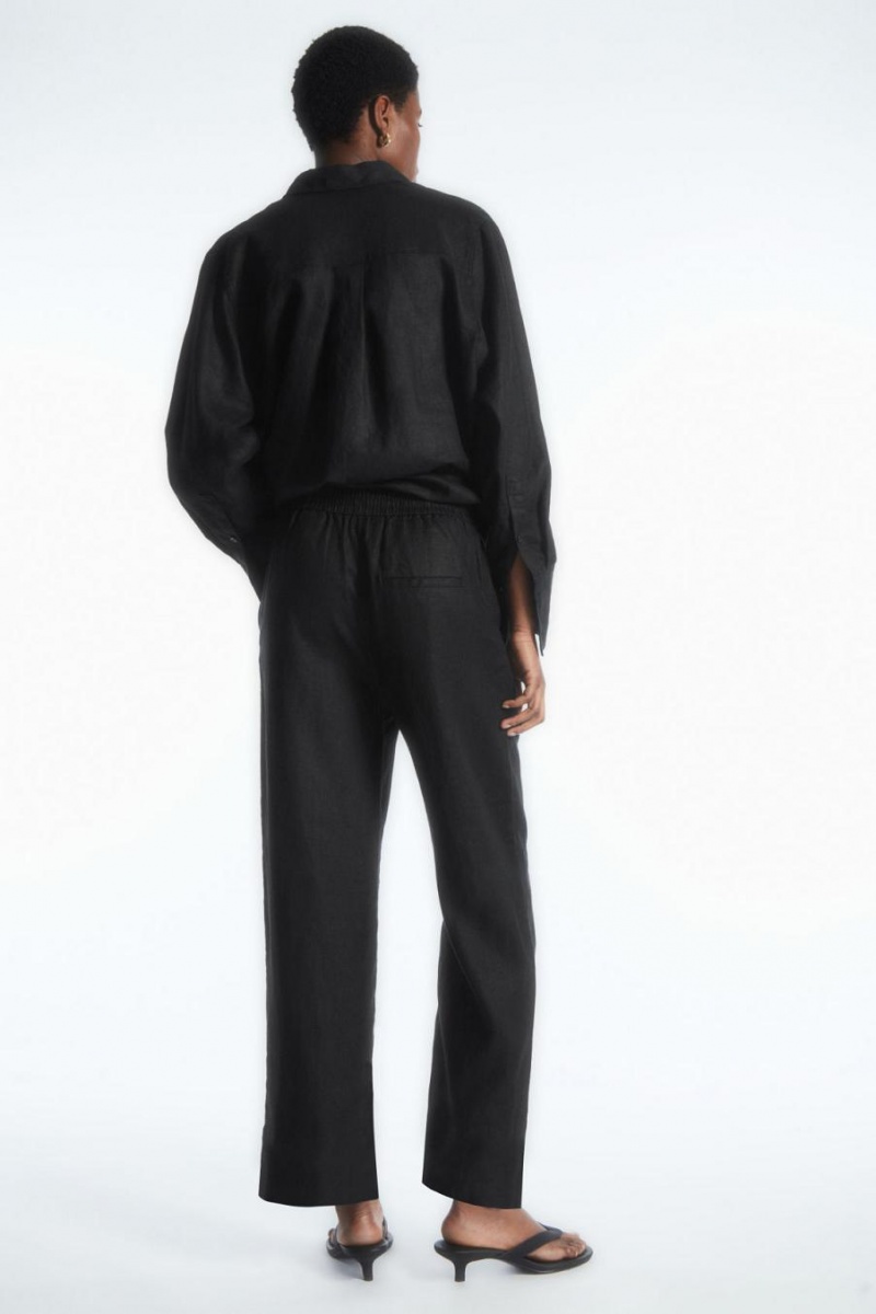 Pantaloni Dama COS Barrel-leg Linen Negrii | CJYFQ-6319