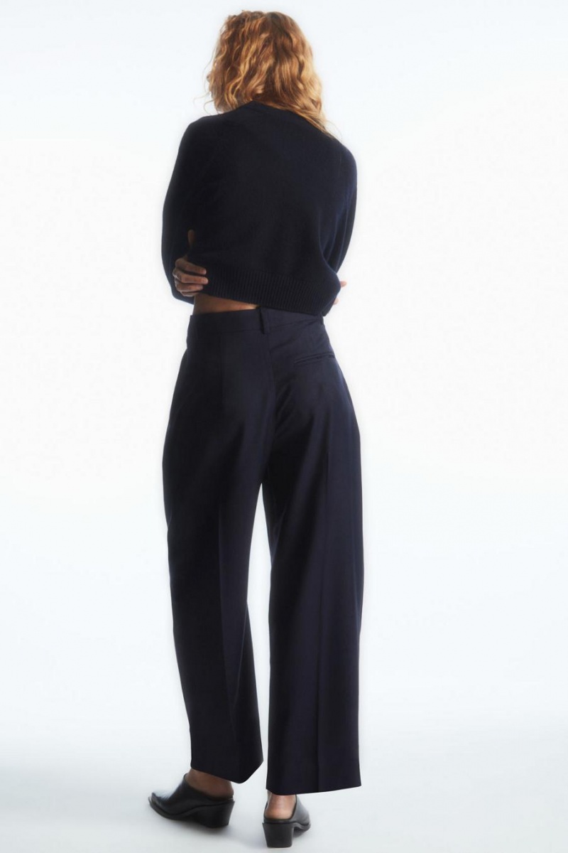 Pantaloni Dama COS Barrel-leg Lână Bleumarin | VRAEH-4389