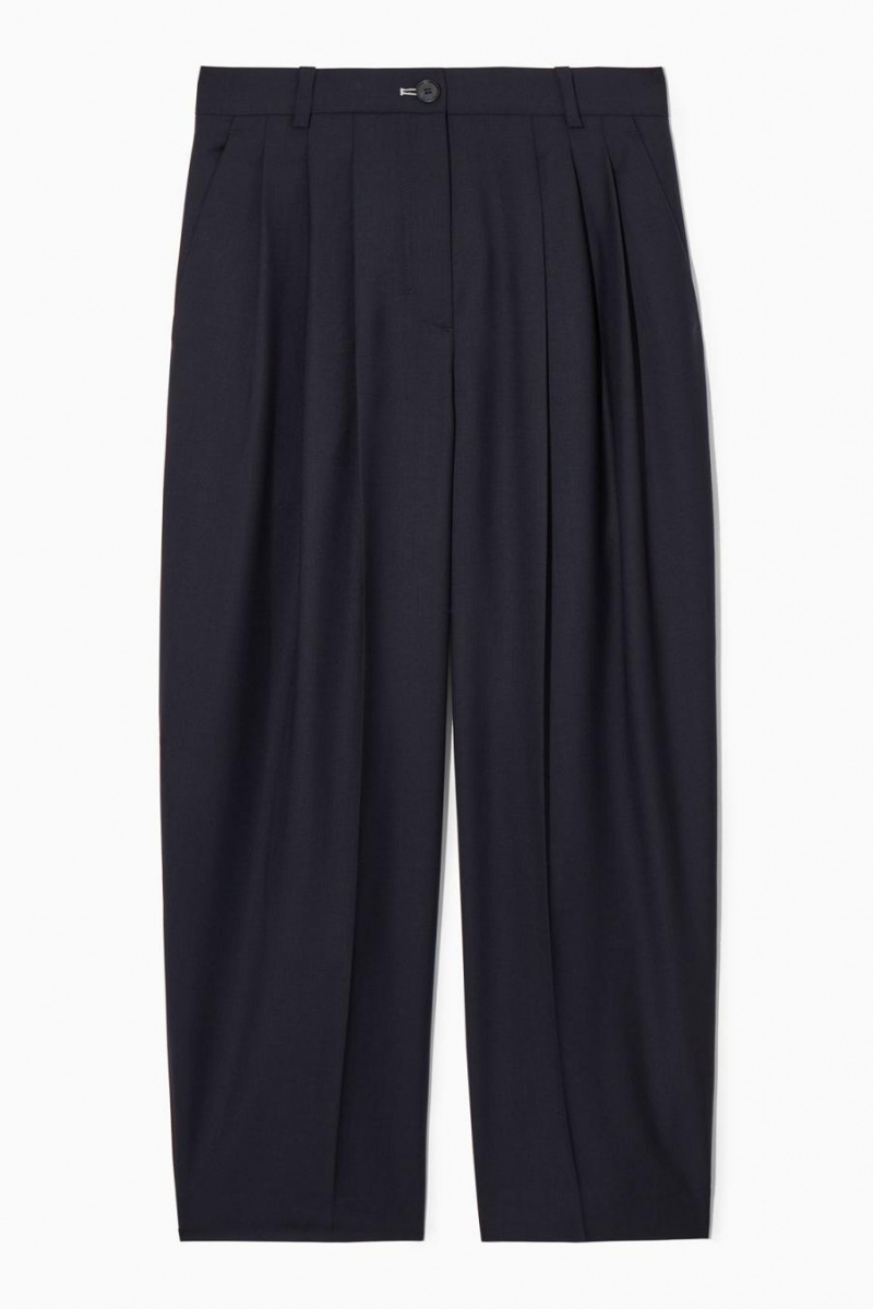 Pantaloni Dama COS Barrel-leg Lână Bleumarin | VRAEH-4389