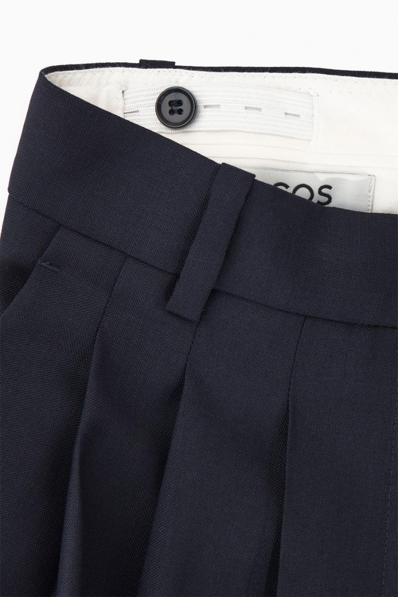 Pantaloni Dama COS Barrel-leg Lână Bleumarin | VRAEH-4389
