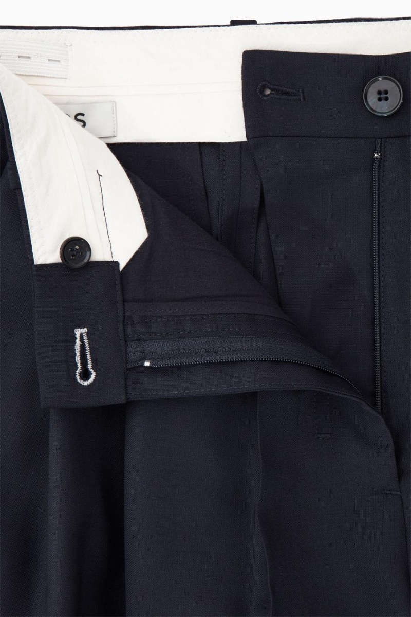 Pantaloni Dama COS Barrel-leg Lână Bleumarin | VRAEH-4389