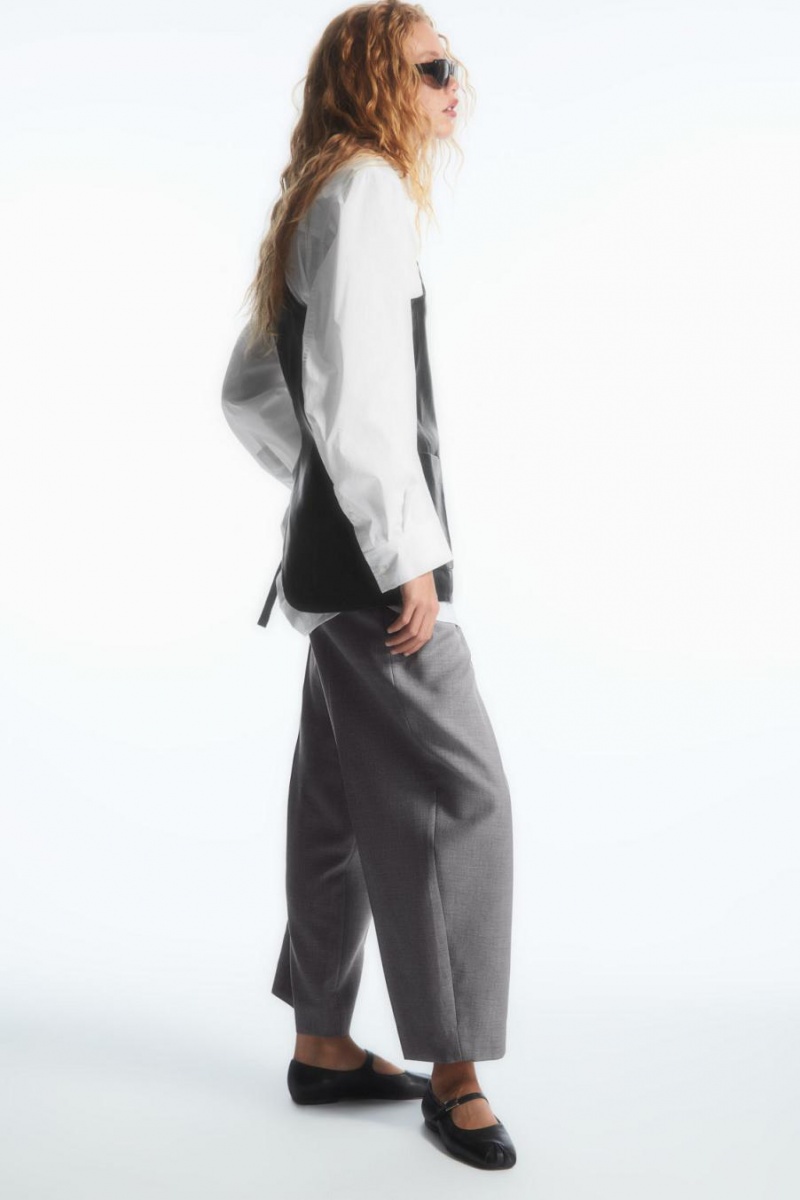 Pantaloni Dama COS Barrel-leg Lână Gri | AWMPI-1528