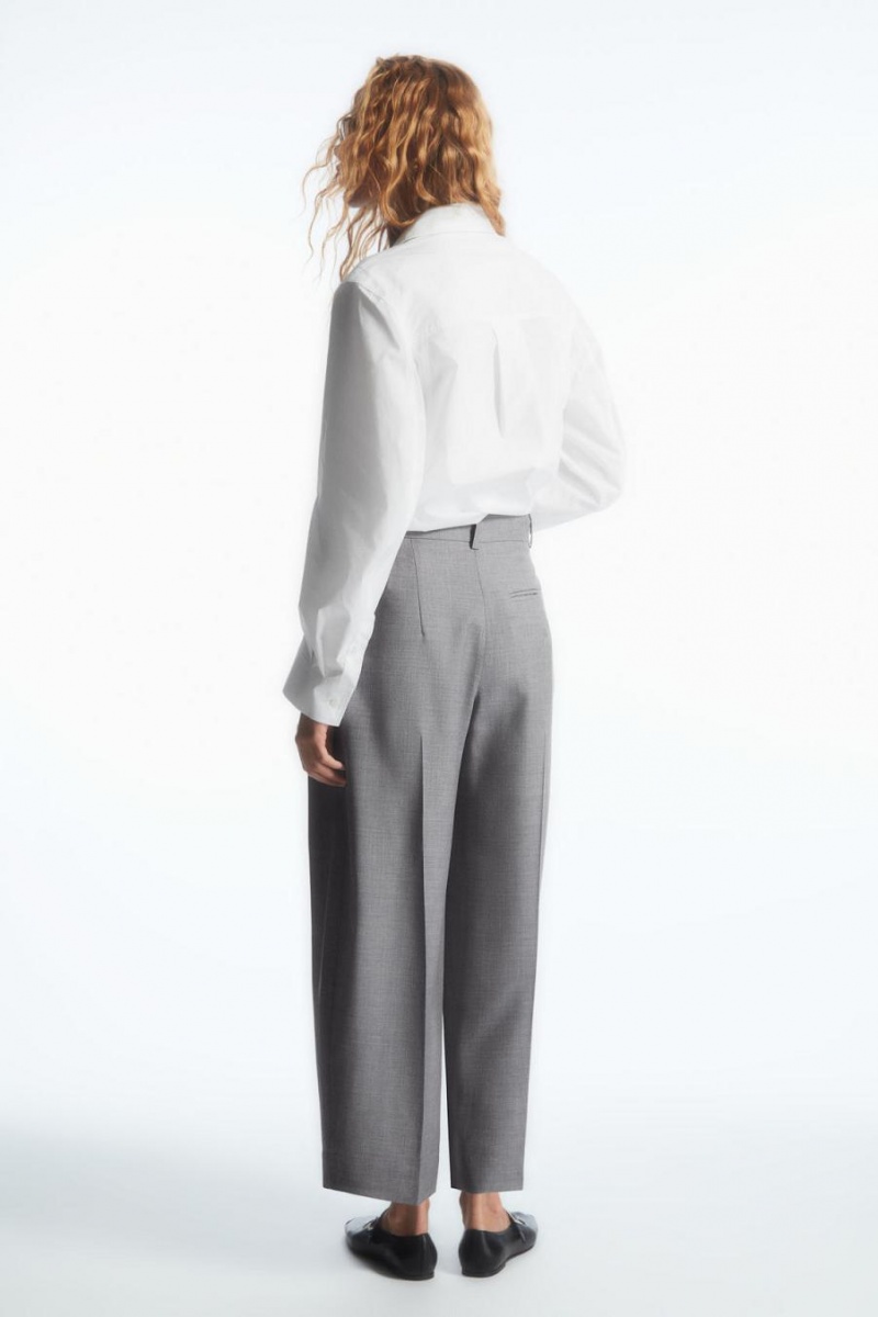 Pantaloni Dama COS Barrel-leg Lână Gri | AWMPI-1528