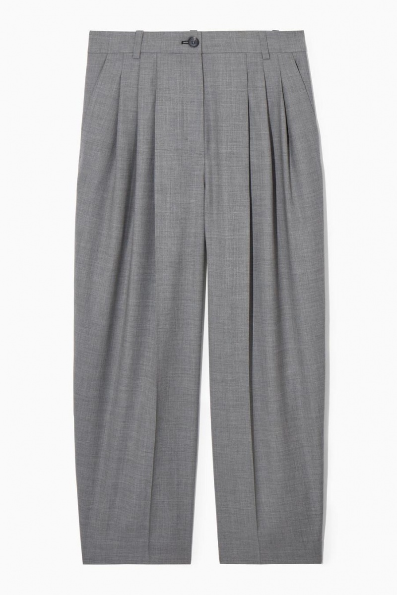 Pantaloni Dama COS Barrel-leg Lână Gri | AWMPI-1528