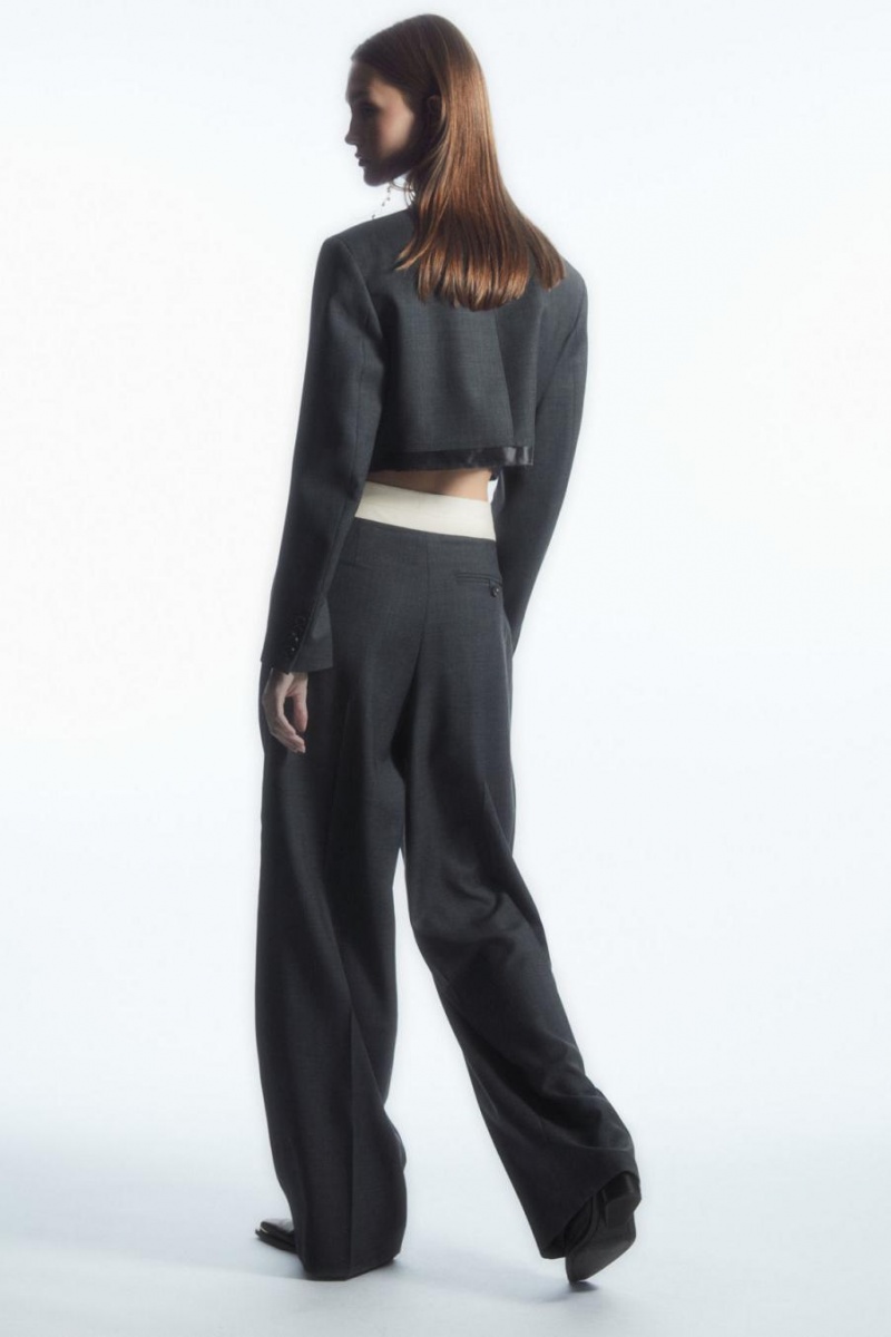 Pantaloni Dama COS Deconstructed Largi-leg Lână Gri Inchis | MHBKW-5048