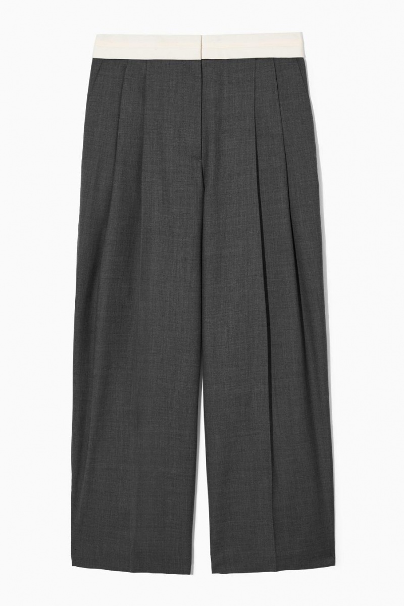 Pantaloni Dama COS Deconstructed Largi-leg Lână Gri Inchis | MHBKW-5048