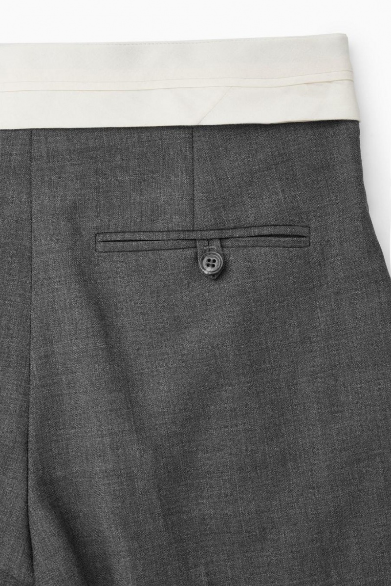 Pantaloni Dama COS Deconstructed Largi-leg Lână Gri Inchis | MHBKW-5048