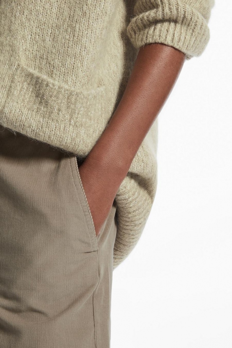Pantaloni Dama COS Drept-leg Corduroy Chinos Bej | PJHBM-0571