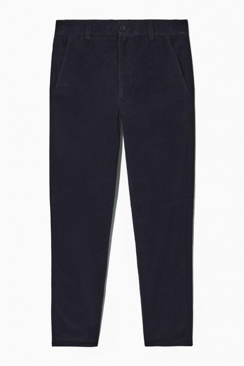 Pantaloni Dama COS Drept-leg Corduroy Chinos Bleumarin | DALQE-9365