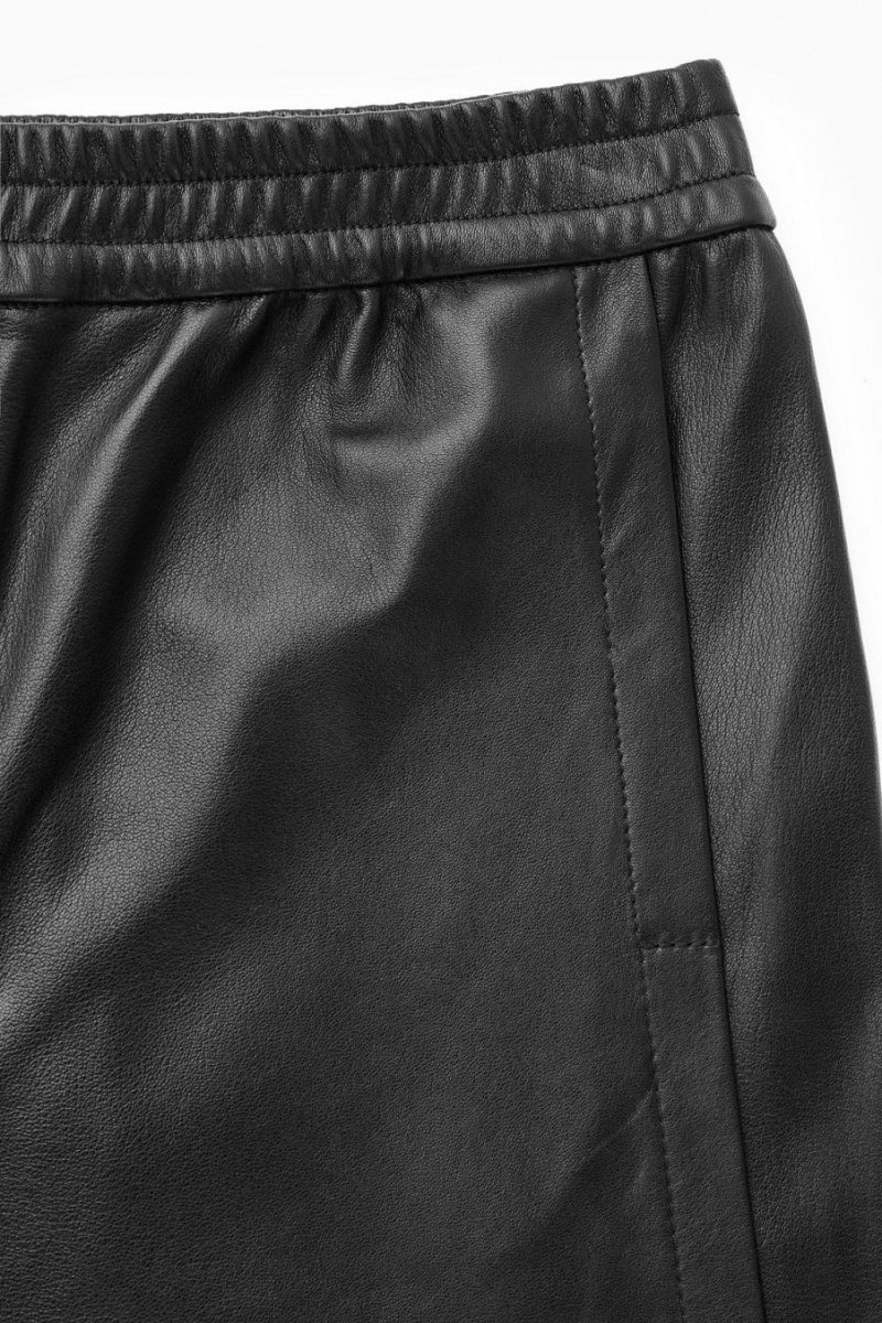 Pantaloni Dama COS Drept-leg Elasticated Piele Negrii | CDVFW-4025
