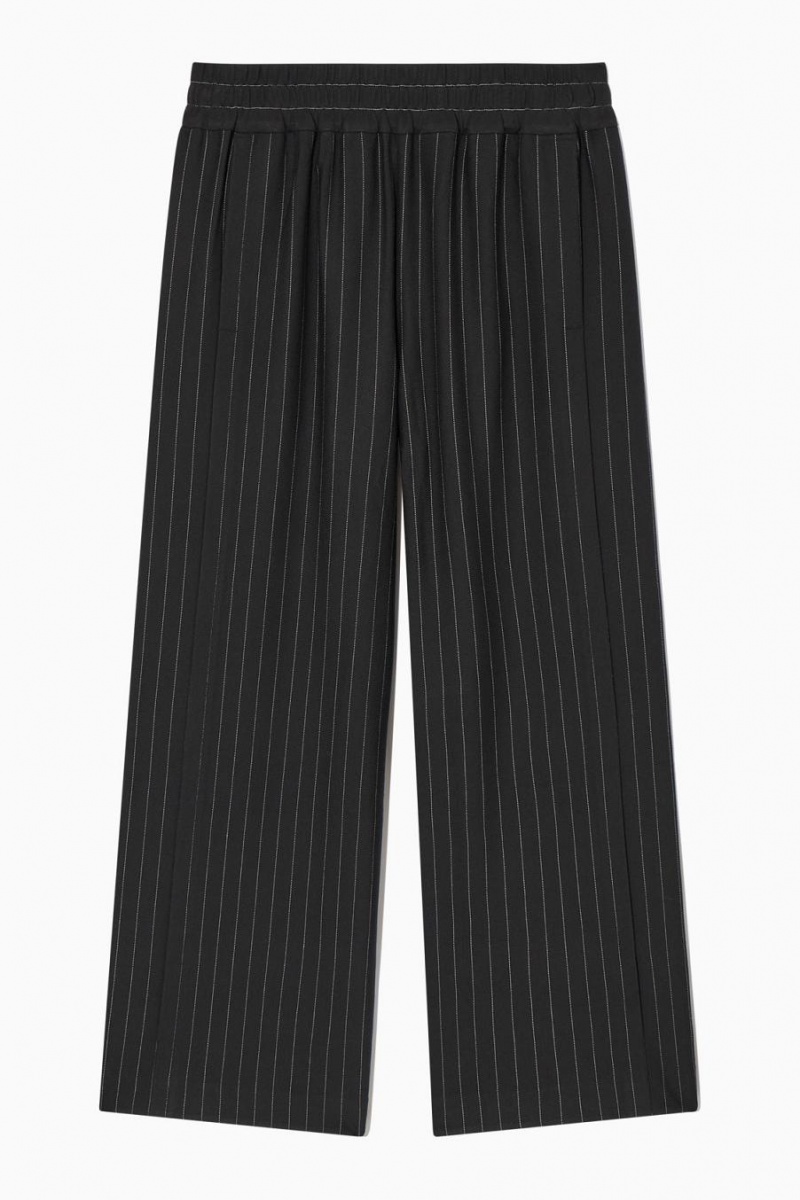 Pantaloni Dama COS Drept-leg Pinstriped Negrii | GRNBE-5962