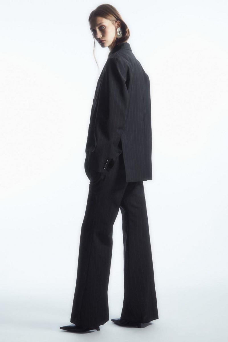 Pantaloni Dama COS Flared Lână Bleumarin | PESJX-8372
