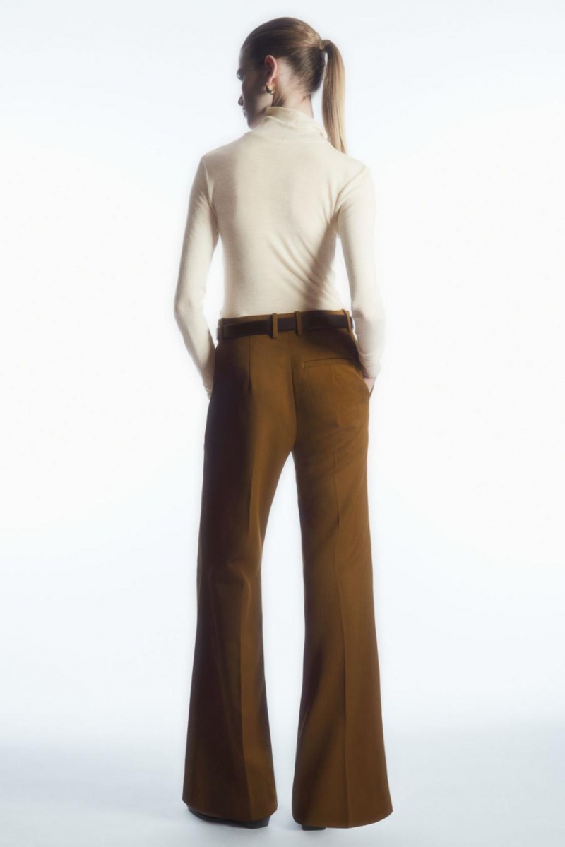 Pantaloni Dama COS Flared Lână Maro | XQBIF-8742