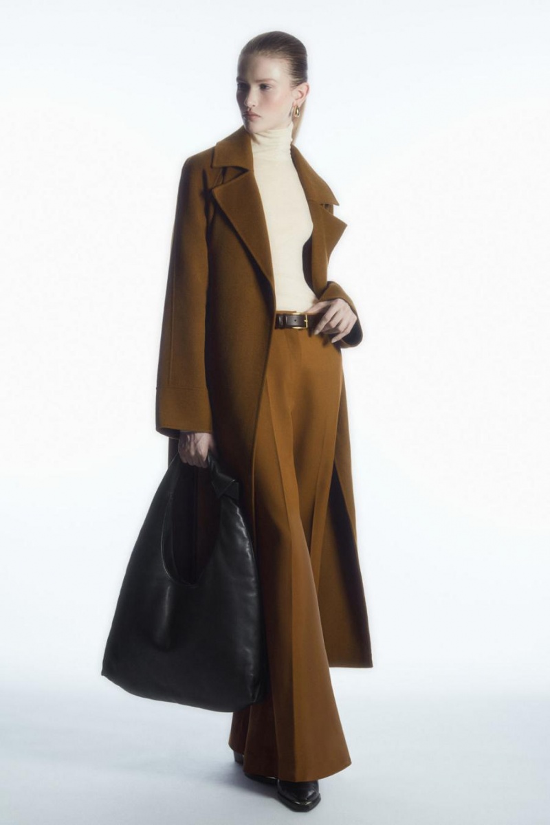 Pantaloni Dama COS Flared Lână Maro | XQBIF-8742