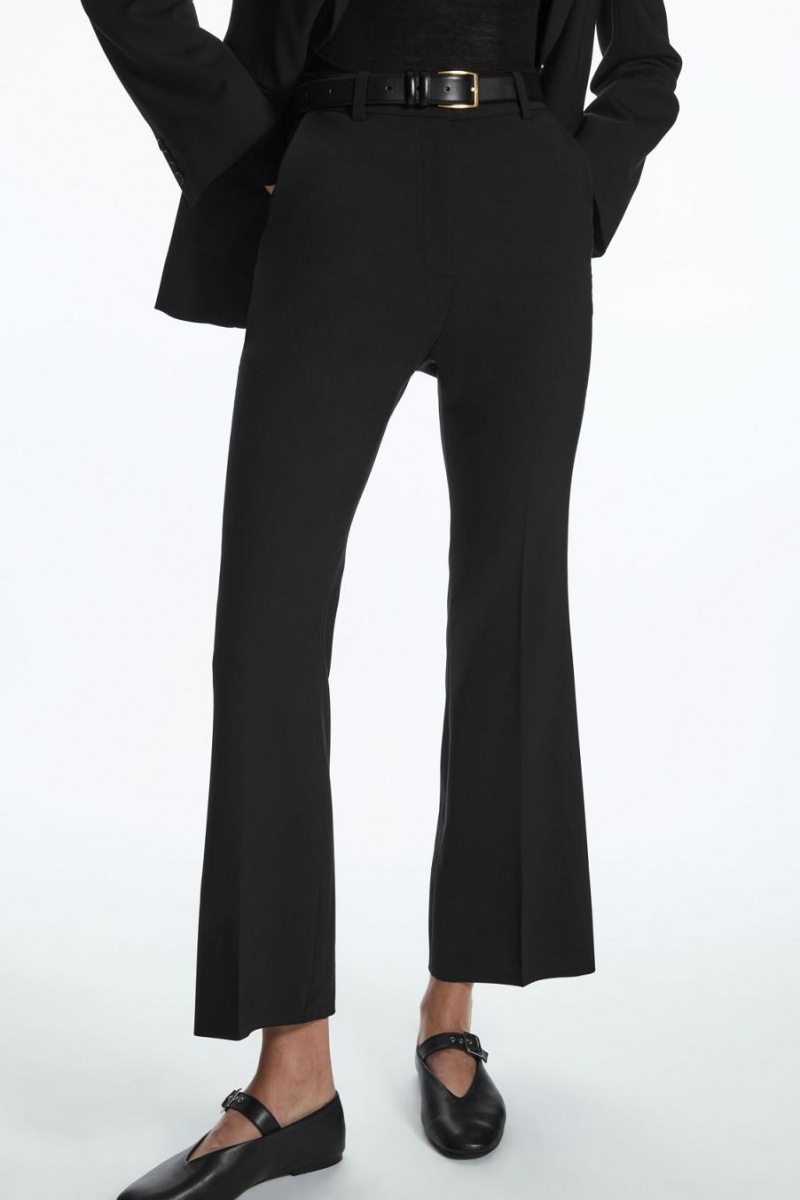 Pantaloni Dama COS Flared Lână Negrii | ANOXH-5027