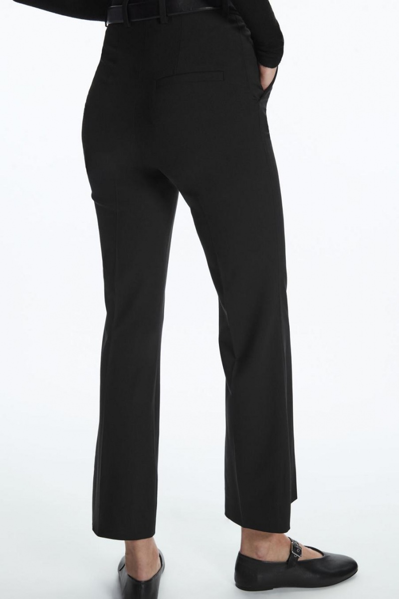 Pantaloni Dama COS Flared Lână Negrii | ANOXH-5027