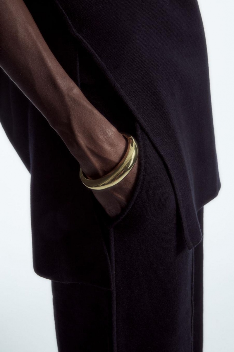 Pantaloni Dama COS Flared Tricotate Lână Bleumarin | JABMY-0823
