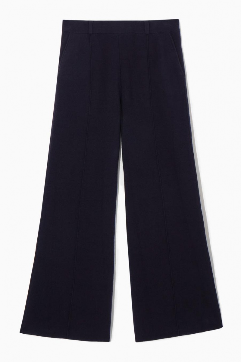 Pantaloni Dama COS Flared Tricotate Lână Bleumarin | JABMY-0823