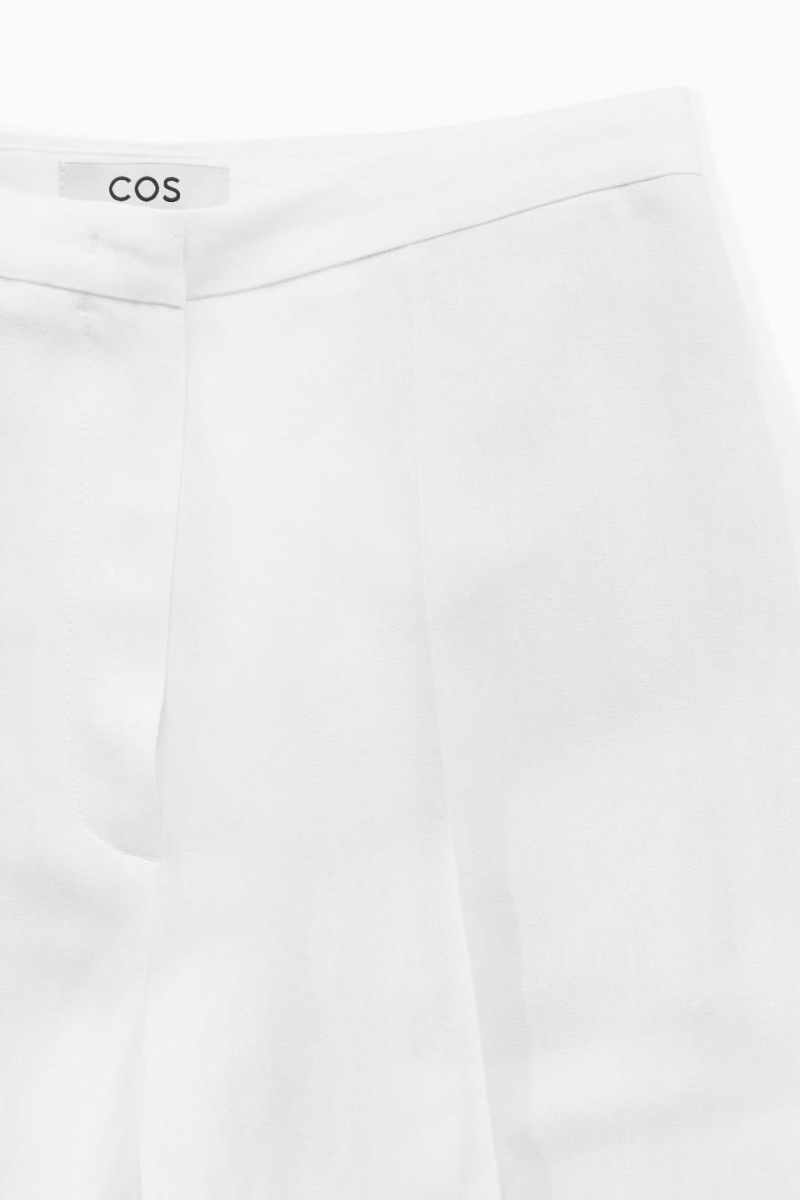Pantaloni Dama COS High-waisted Largi-leg Linen-blend Albi | OUQBI-7249