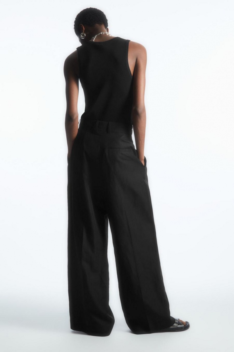 Pantaloni Dama COS High-waisted Largi-leg Negrii | KYTGC-4825