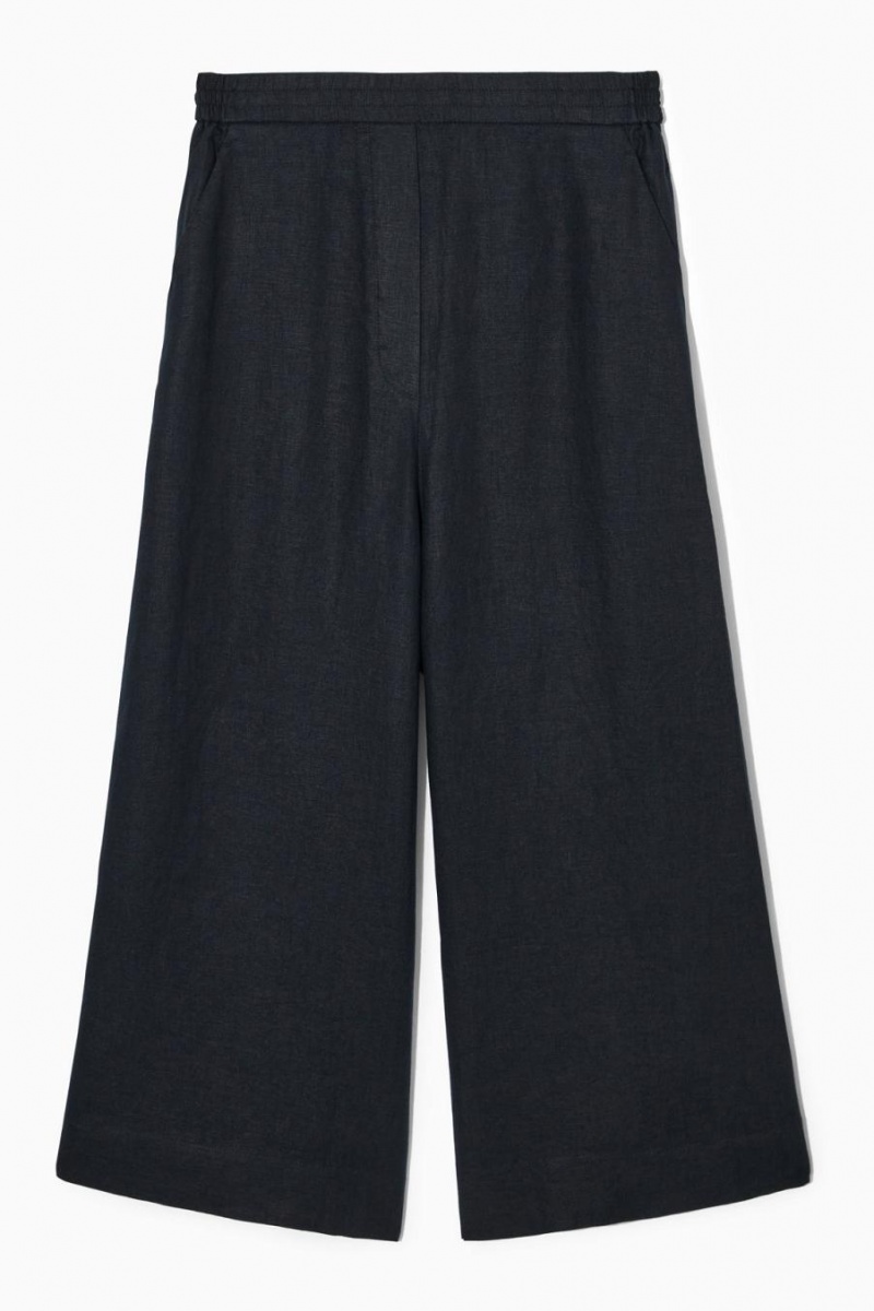 Pantaloni Dama COS High-waisted Linen Bleumarin | ZOAJX-0741
