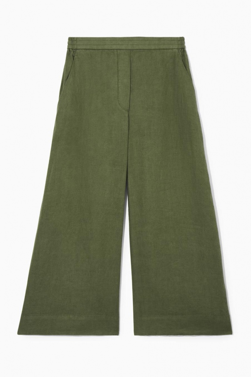 Pantaloni Dama COS High-waisted Linen Verzi Inchis | WYGSX-7968