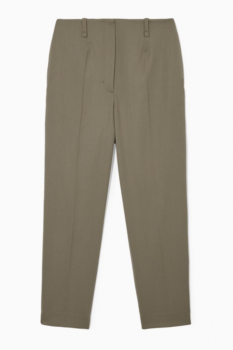 Pantaloni Dama COS High-waisted Lână-blend Kaki Verzi | DMPYT-5734