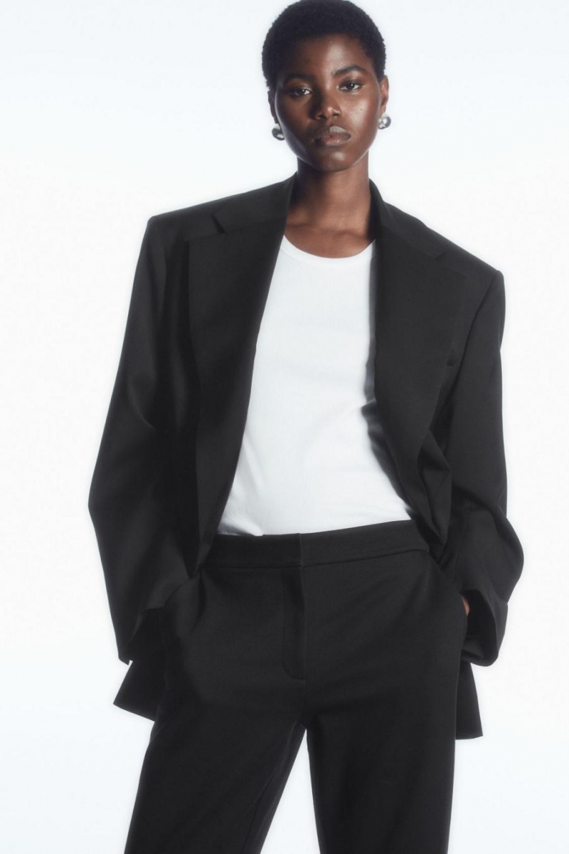 Pantaloni Dama COS High-waisted Pintucked Negrii | ZSRKE-0257