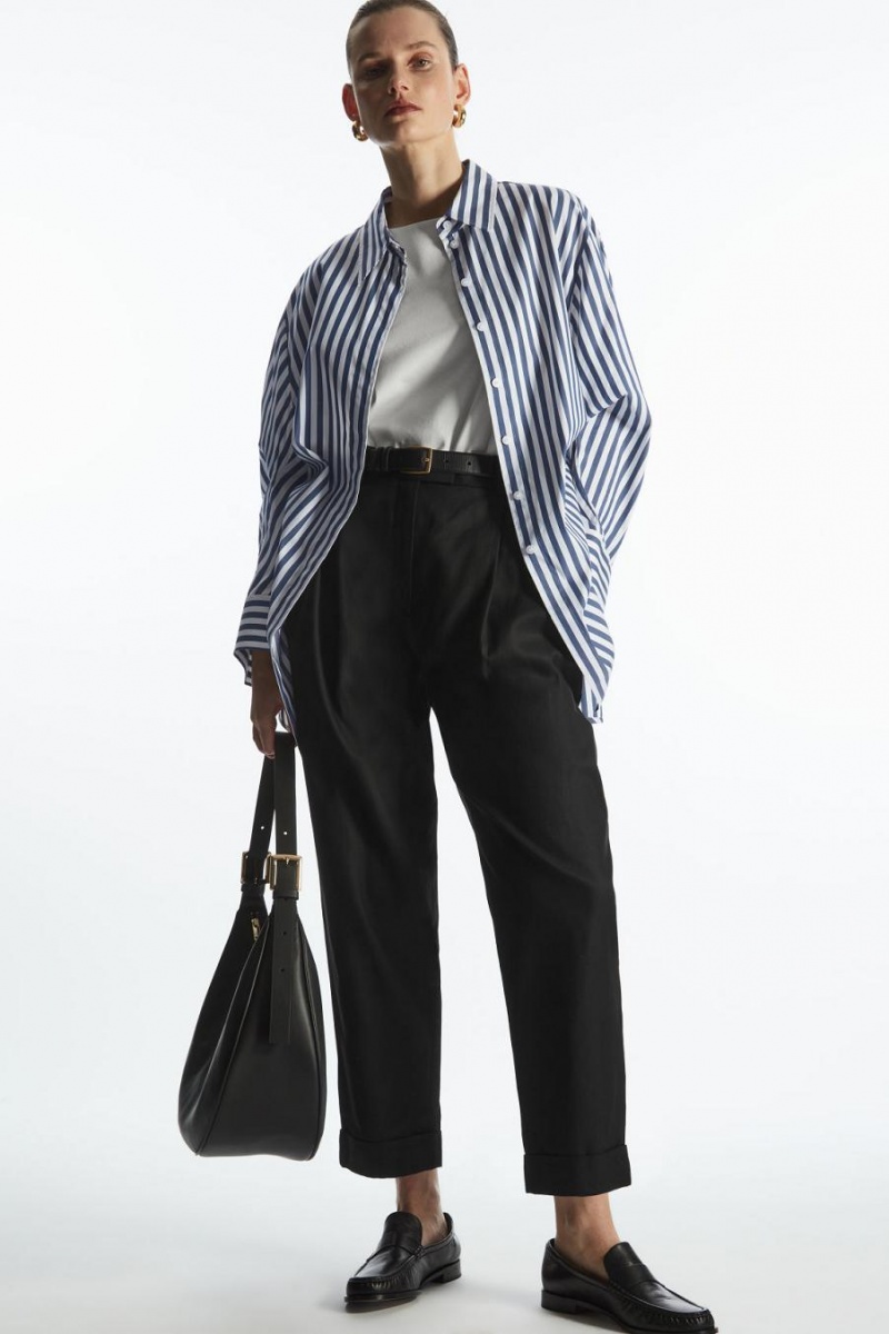 Pantaloni Dama COS High-waisted Tapered Twill Negrii | LQYGA-0156