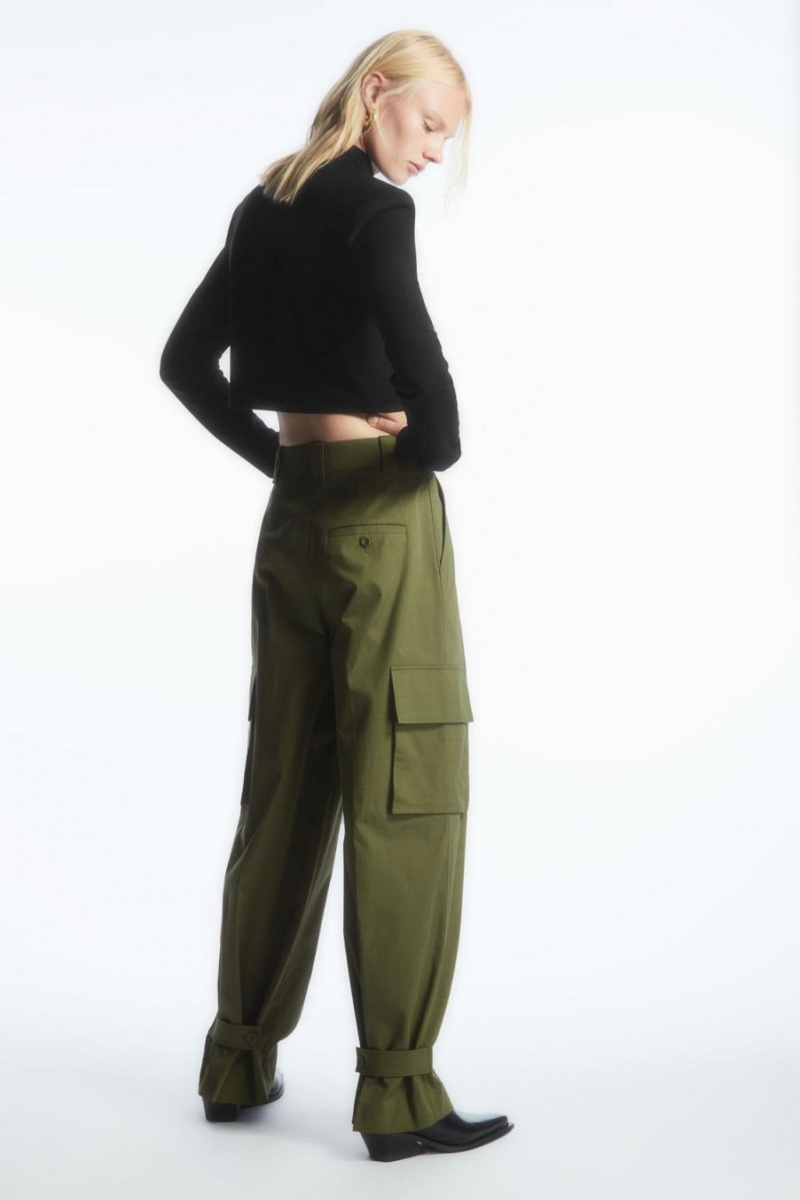 Pantaloni Dama COS Largi-leg Cargo Kaki | BJPDE-7301