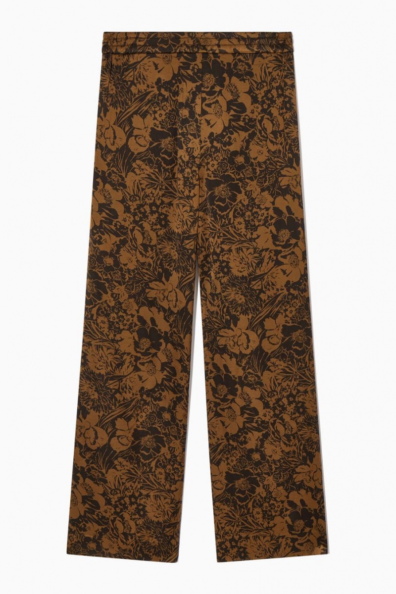 Pantaloni Dama COS Largi-leg Floral-print Maro Negrii | XIHRV-9406